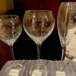 Never used Wedgewood Knightsbridge goblet, wine and flute glasses.